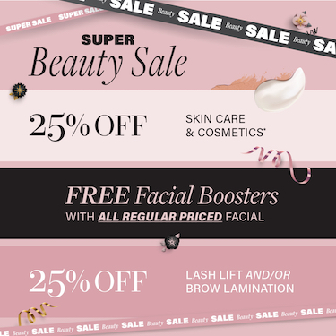 Super Beauty Sale! 25% off Services & FREE Facial Boosters icon