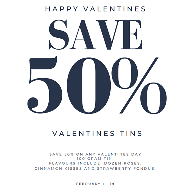 50% Off Valentine’s Day Tins icon