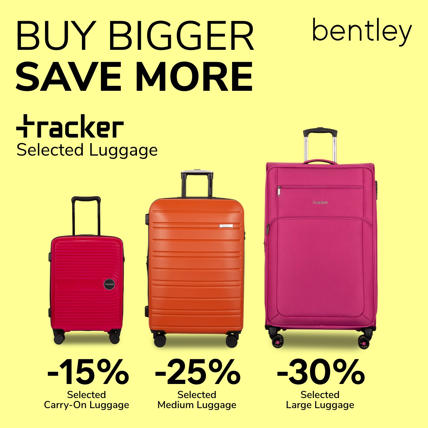 Buy Bigger, Save More Tracker Luggage icon