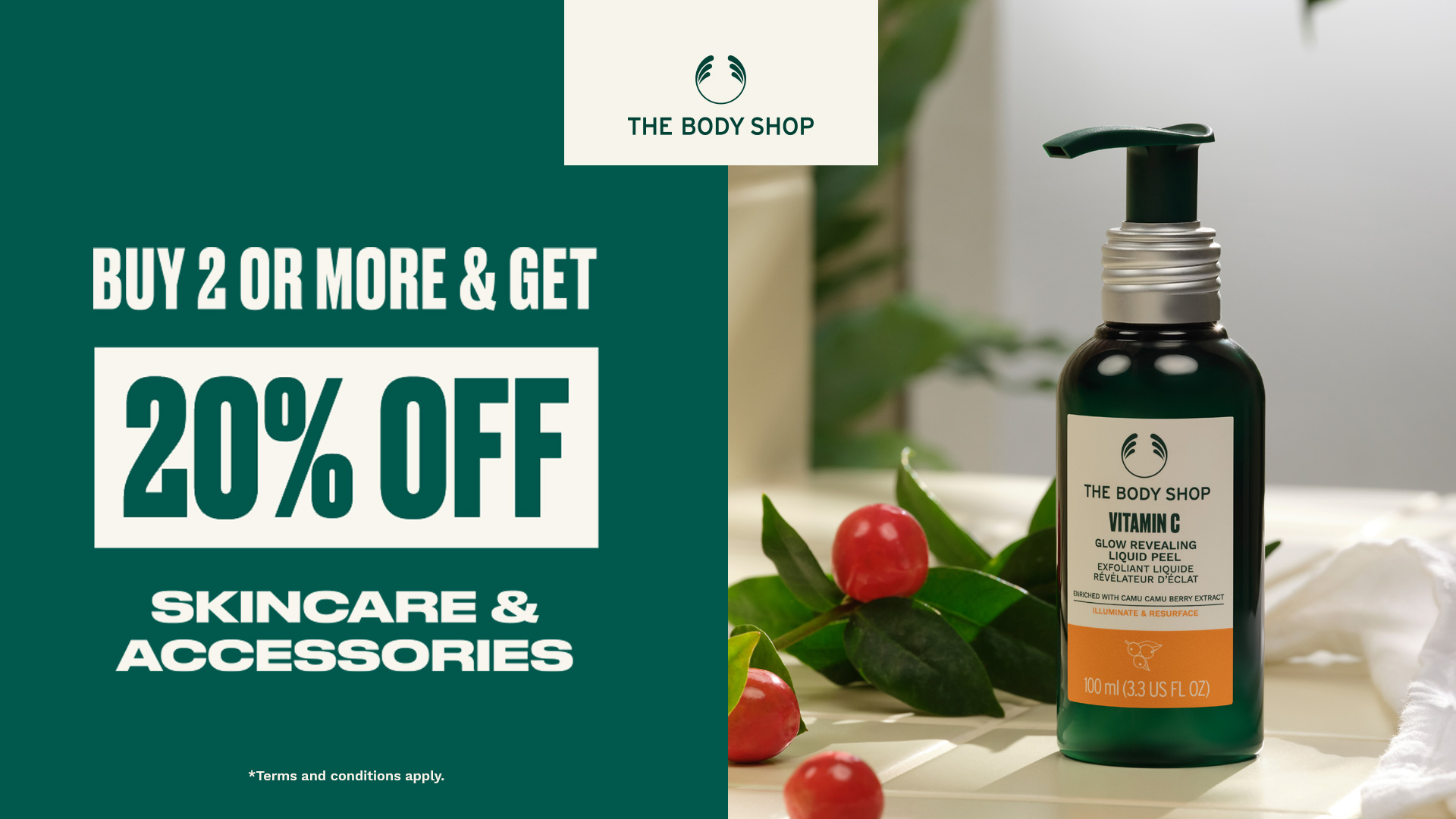 20% off 2 or more Skincare and Skincare accessories icon