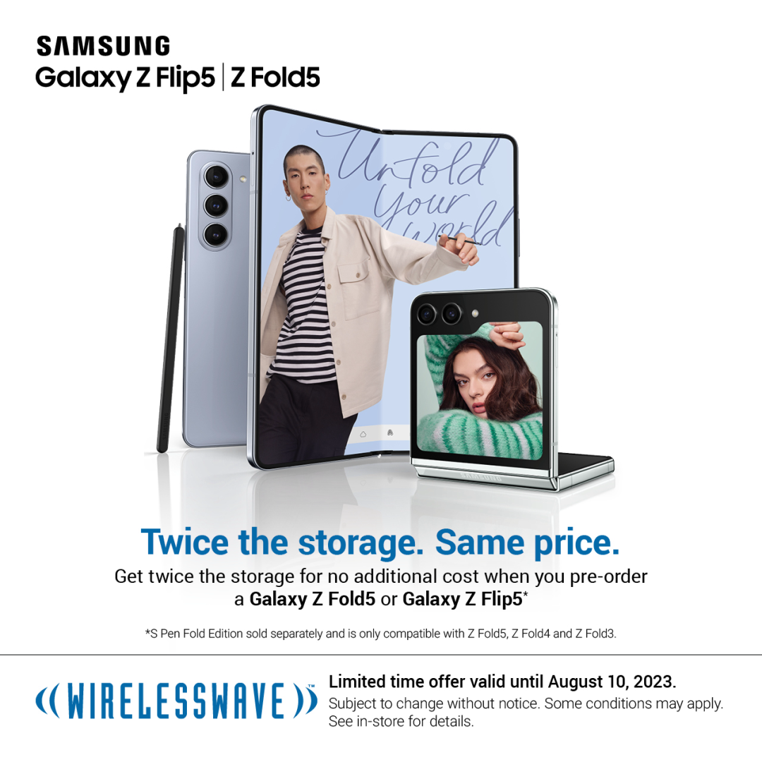 Get twice the storage when you pre-order a Galaxy Z Fold5 or Galaxy Z Flip5 icon
