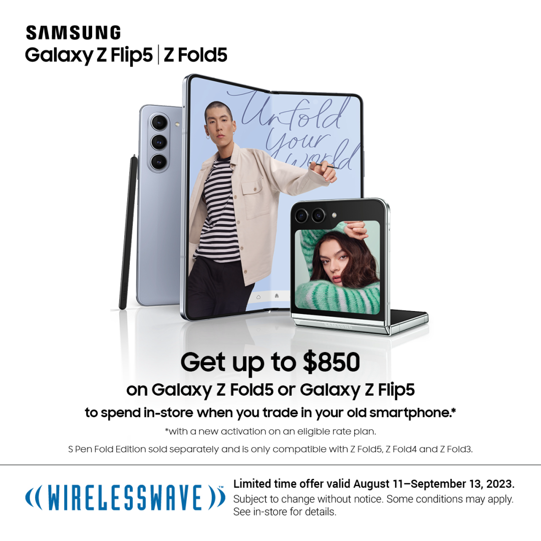Wirelesswave – Get up to $850 on Samsung Galaxy Z Fold5 or Galaxy Z Flip5 icon