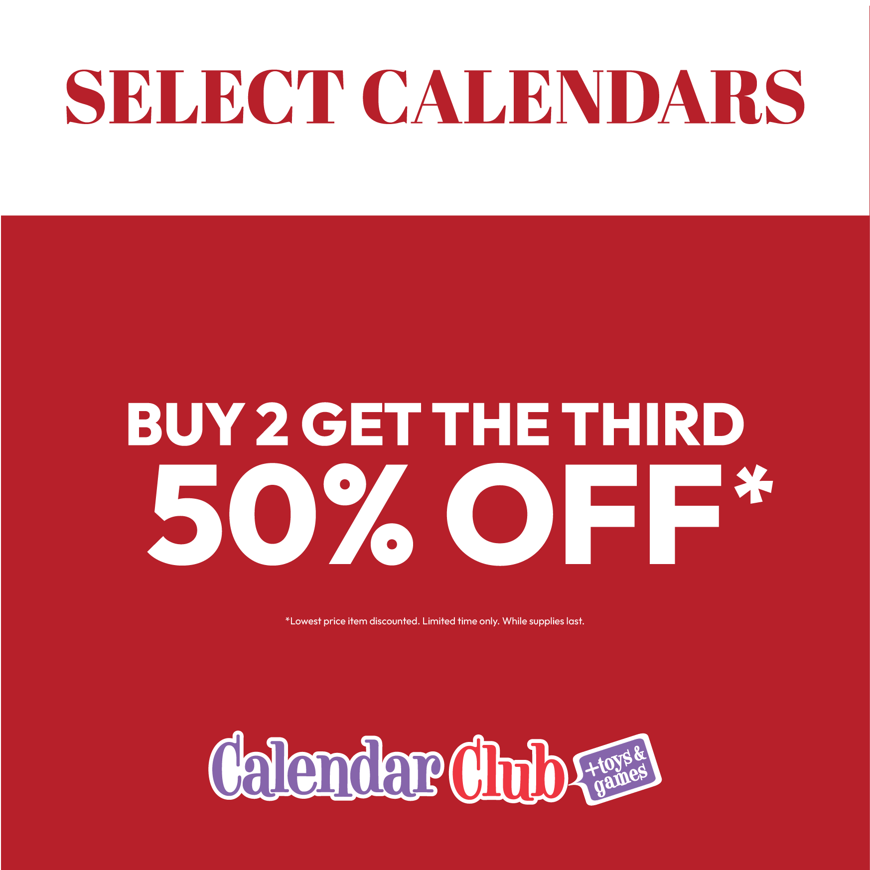 Buy 2 get a 3rd 50% Off – Select Calendars icon
