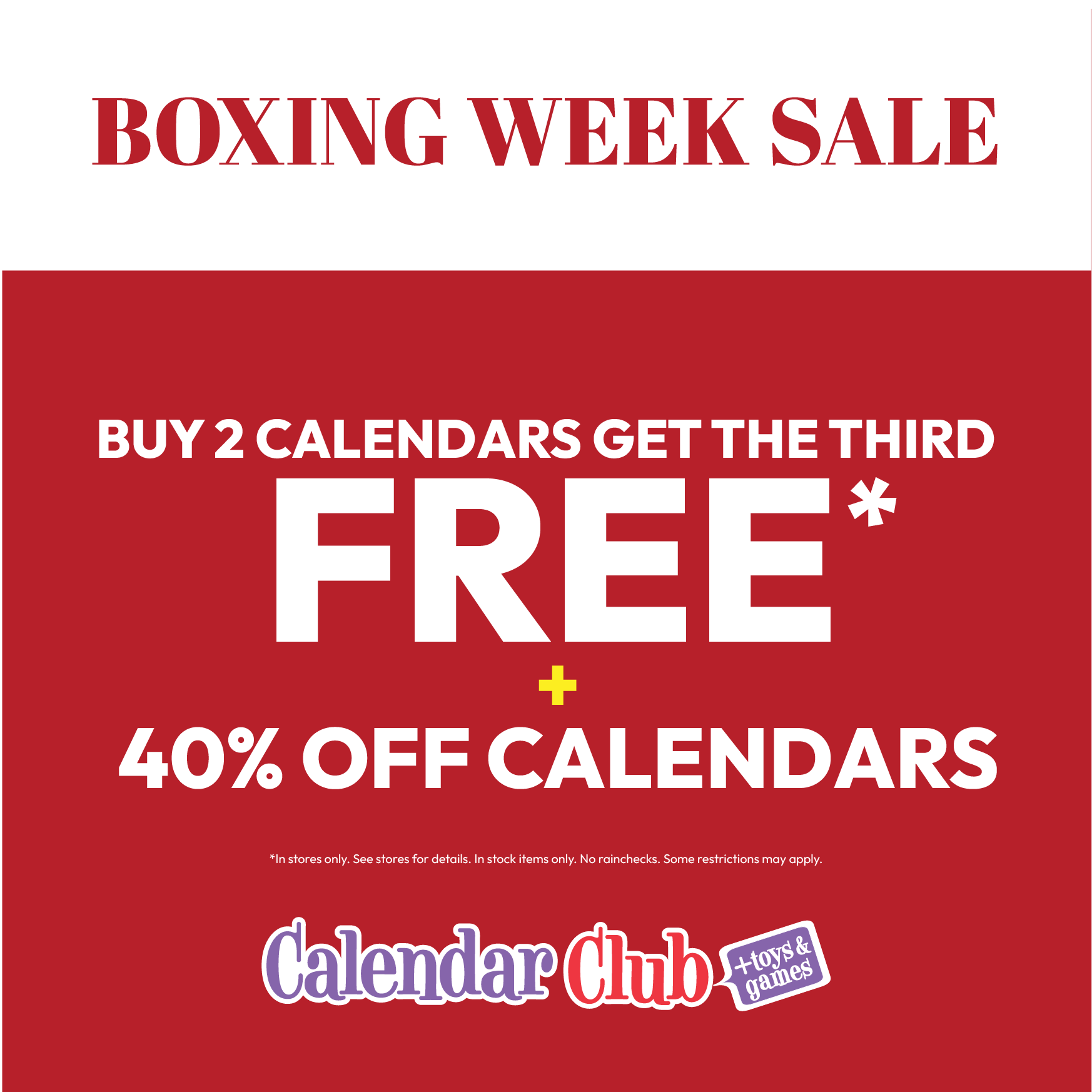 Buy 2 Calendars, Get the 3rd Free + 40% Off Calendars! icon