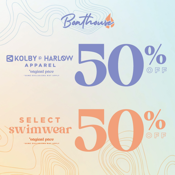 Select Swimwear 50% off Harlow and Kolby brands 50% off icon