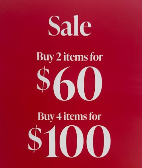 SALE – Buy 2 Sale Items for $60 or 4 Sale Items for $100 icon