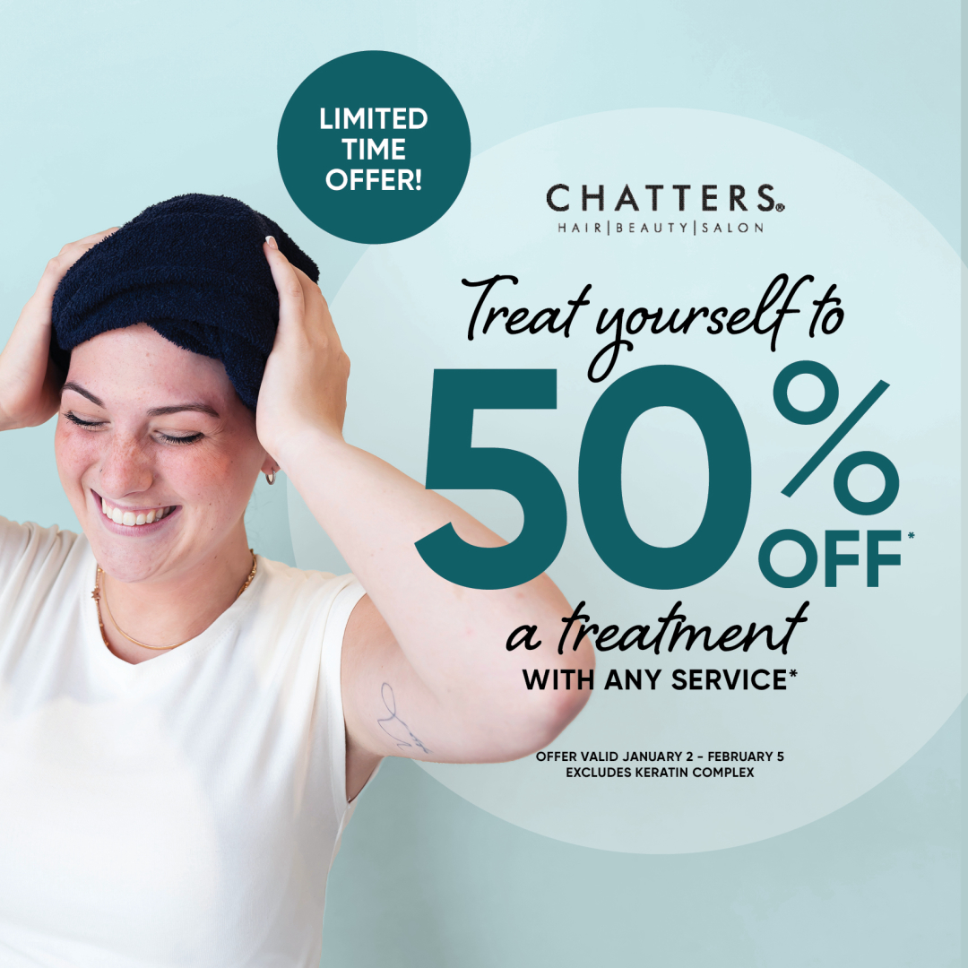 Chatters Hair Salon – Treat yourself to 50% off a treatment with any salon service at Chatters! icon