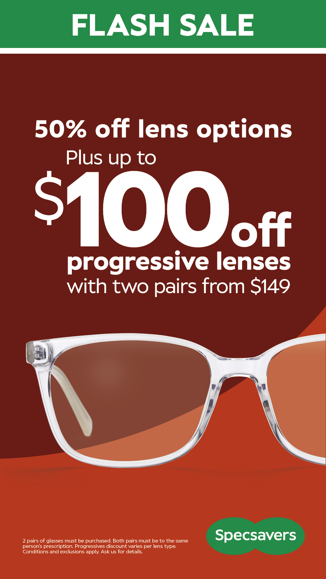 Specsavers Flash Sale: Up to $100 Off Progressive Lenses icon